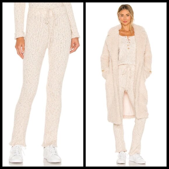 💕HEARTLOOM💕 Nikita Pant Oat Ribbed Soft & Cozy Wide Leg Sweatpants Large NWT - Picture 1 of 14